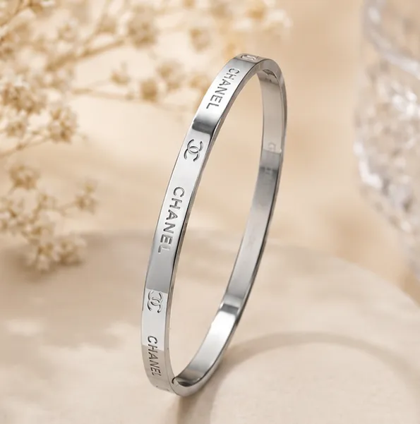 Silver Stainless Steel 'CHANEL' Branded Kada